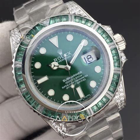 rolex green face diamond bezel|rolex green bezel submariner.